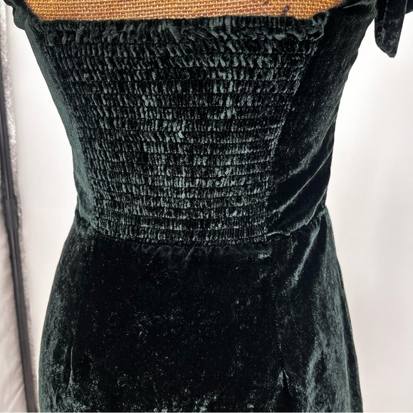 House of Harlow 1960 Velvet Tie Shoulder Mini Short Dress Dark Green Clubbing - Picture 12 of 14